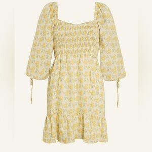NWT Faithfull The Brand Romina Smocked Puff Linen Mini dress dahlee floral